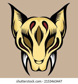 kitsune japanese mask vector illustration suitable for sticker branding purposes and so on