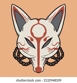 Kitsune japanese mask white fox