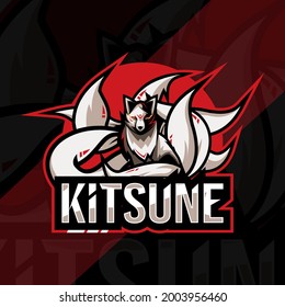 Kitsune mascot logo esport template design svg