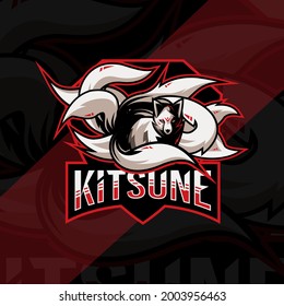Kitsune mascot logo esport template design svg