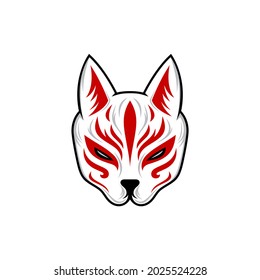 kitsune mask illustration  Japanese traditional mask  kitsune  kabuki  bunny  fox   logo icon vector illustration