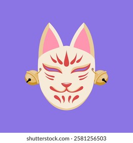 Kitsune mask Japanese art illustration 