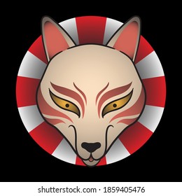 kitsune mask japanese illustration artwork with concept art