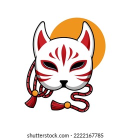 kitsune mask logo design. unique mask to use for cartoon character logos.