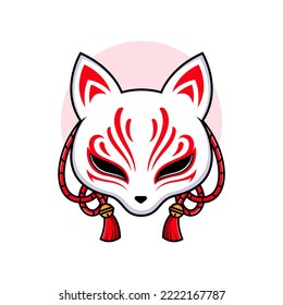 kitsune mask logo design. unique mask to use for cartoon character logos.