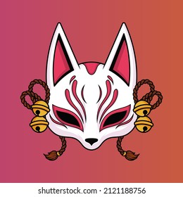 Kitsune Mask Vector Illustration on Isolated Object