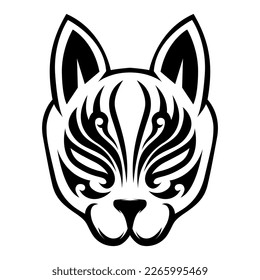 Kitsune Mask vector japan Wolf black and white Logo design illustration