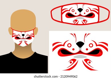 Kitsune masker for face vector design. a traditional japanese fox mask on your fashion.