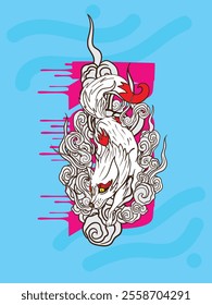 kitsune is mean japanese ghost with japan style character