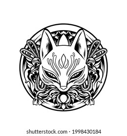 The Kitsune And Ornaments Silhouette  Illustration for your business or merchandise