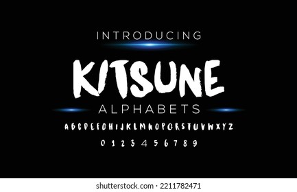 Kitsune stylish painted by a brush uppercase vector letters