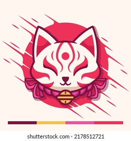 kitsune traditional japanese mask illustration