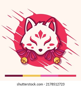 kitsune traditional japanese mask illustration