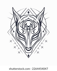 Kitsune vector inking black and white color