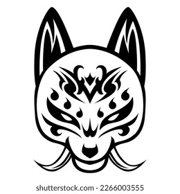 Kitsune vector Samurai Black And White Head Japanesee Wolf Logo illustration