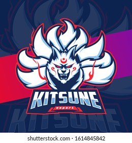 kitsune white fox nine tails mascot esport logo