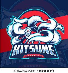 kitsune white fox nine tails mascot esport logo