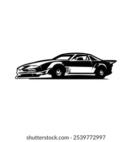 Kitt Knight Rider car. vector silhouette isolated on white background seen from the side. Best for badges, emblems, icons, sticker designs, automotive industry.