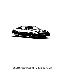 Kitt knight rider isolated white background side view. silhouette monochrome design. best for badge logo, emblem, icon, sticker design. available in eps 10