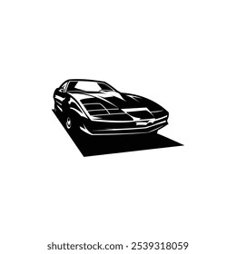 Kitt Knight Rider view from front on white background monochrome illustration vector design secured badge, logo, emblem, icon, design sticker. available in eps 10