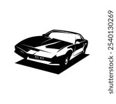 Kitt knight rider vintage car design. isolated monochrome vector illustration. best for logo, badge, emblem, icon, sticker design. available in eps 10