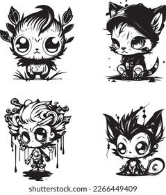 ,kitten, animal, vector, cómics, ilustración