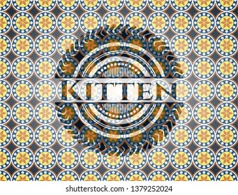 Kitten arabic emblem background. Arabesque decoration.