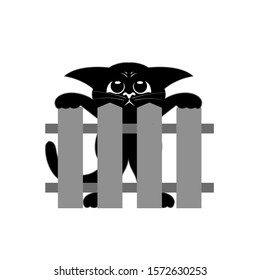 kitten behind the fence vector icon