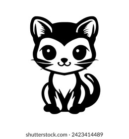 Kitten with big eyes on a white background. Vector illustration