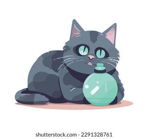 kitten with blue bottle icon isolated