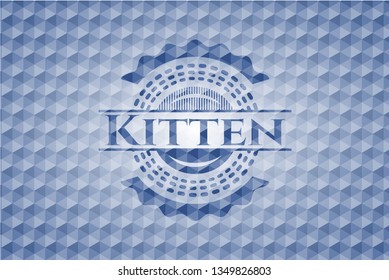 Kitten blue polygonal badge.
