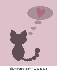 Kitten with bubble speech and heart