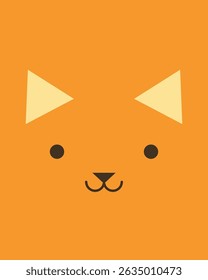 Kitten or cat character. Cartoon cute face of animal for baby card, poster, room decoration, printing on fabric, postcard, wrapping paper. Flat vector illustration for applique, embroidery