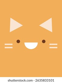 Kitten or cat character. Cute face of animal for baby card, poster, room decoration, printing on fabric, postcard. Flat vector illustration in a simple style. Picture for applique