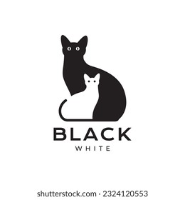 kitten and cat pets black mascot modern minimal logo vector icon illustration