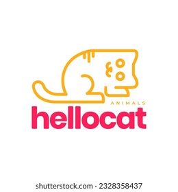 gatitos mascotas mascota lineas lineas lineas minimo dibujos animados modernos jugueteo icono ilustración vectorial