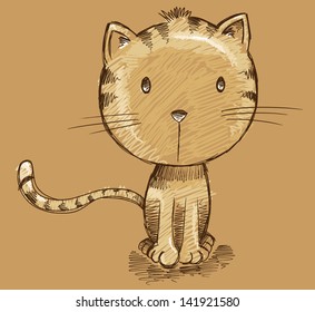 Kitten Cat Sketch Doodle Vector  Illustration Art