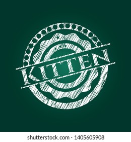 Kitten chalkboard emblem. Vector Illustration. Detailed.