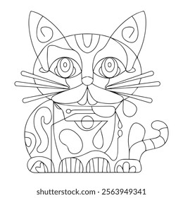 kitten character coloring book isolated, vector
