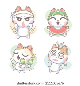 Kitten character with various emotions cartoon