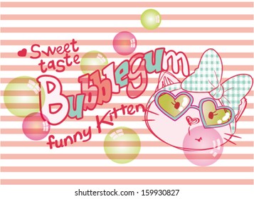 kitten with  chewing gum