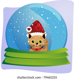 Kitten in a Christmas globe