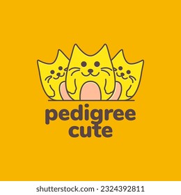 kitten colony pets group pets modern cartoon mascot logo vector icon illustration