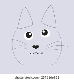 Kitten comic face in line art 