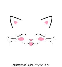 Котенок контур. Kitten contour. Vector drawing. Isolated white background.