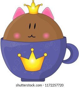 Kitten in the crown inside the glass.