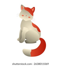 Kitten. Cute white cat with red spots.