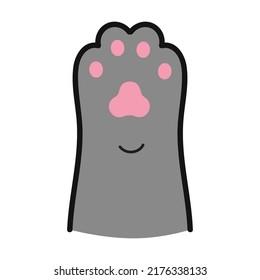Kitten dark paw. Cute playful cat clutches isolated on white background. Vector illustration for feline, animal, pet, play concept