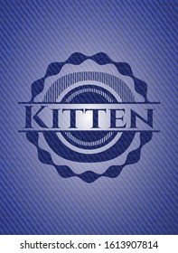 Kitten emblem with jean texture. Vector Illustration. Detailed.