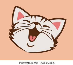 Kitten face cartoon cute draw vector